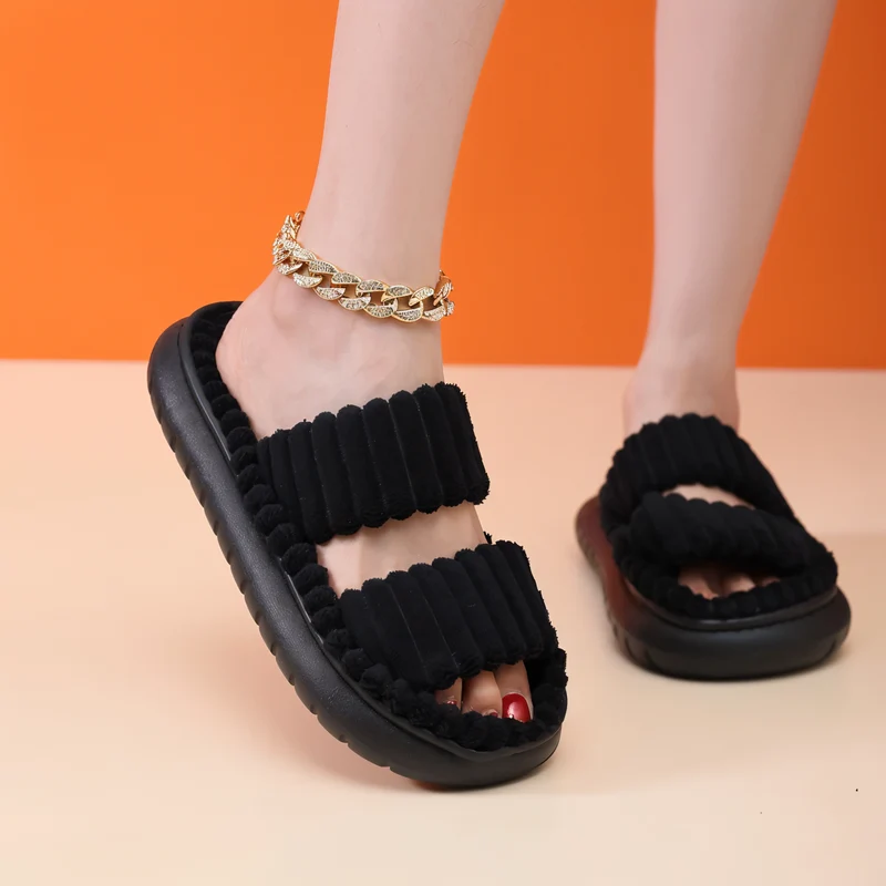 Gevoerde Pantoffels met Gekruiste Bandjes Dames Heren Zachte Binnenschoen Warmte Comfort Antislip Winter | Sansoti