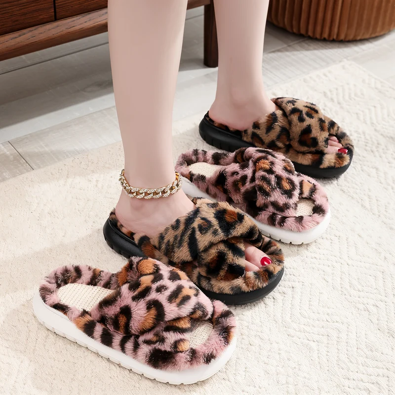 Gevoerde Pantoffels met Gekruiste Bandjes Dames Heren Zachte Binnenschoen Warmte Comfort Antislip Winter | Sansoti