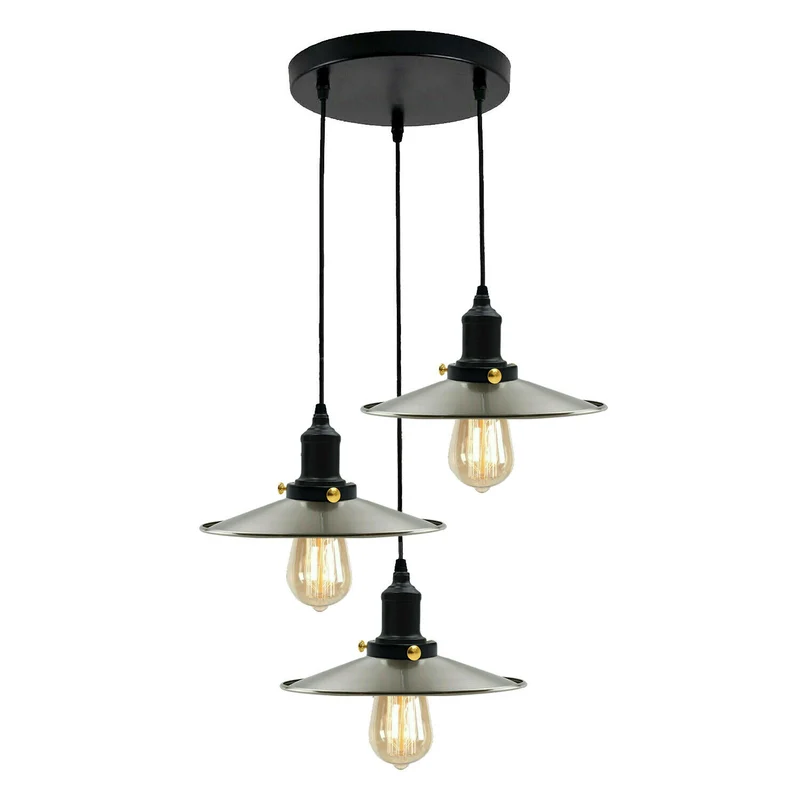 Satinnickel colour Neu Retro Deckenleuchte Industrie Tisch Pendelleuchte Hängelampe Esstisch Wohnzimmer~1654