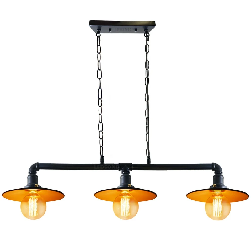 Vintage Pendelleuchte 3 flammig Höhenverstellbar Rohr Lampe~1652