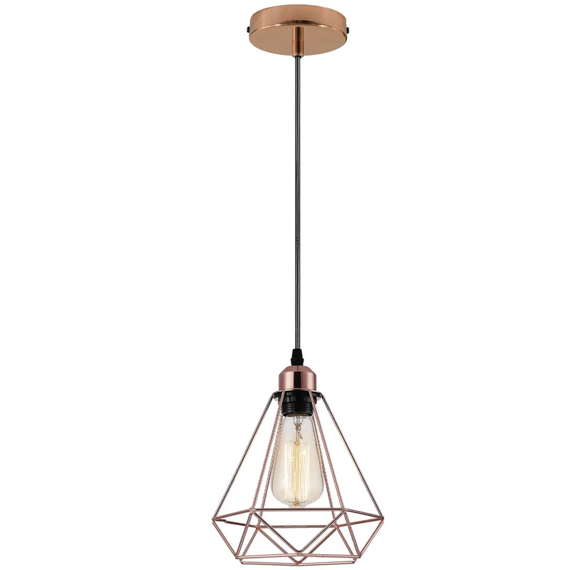Industrielle Vintage Loft Rose Gold ohne Glühbirne Diamantform Kronleuchter Deckenpendelleuchte Lampe~1650
