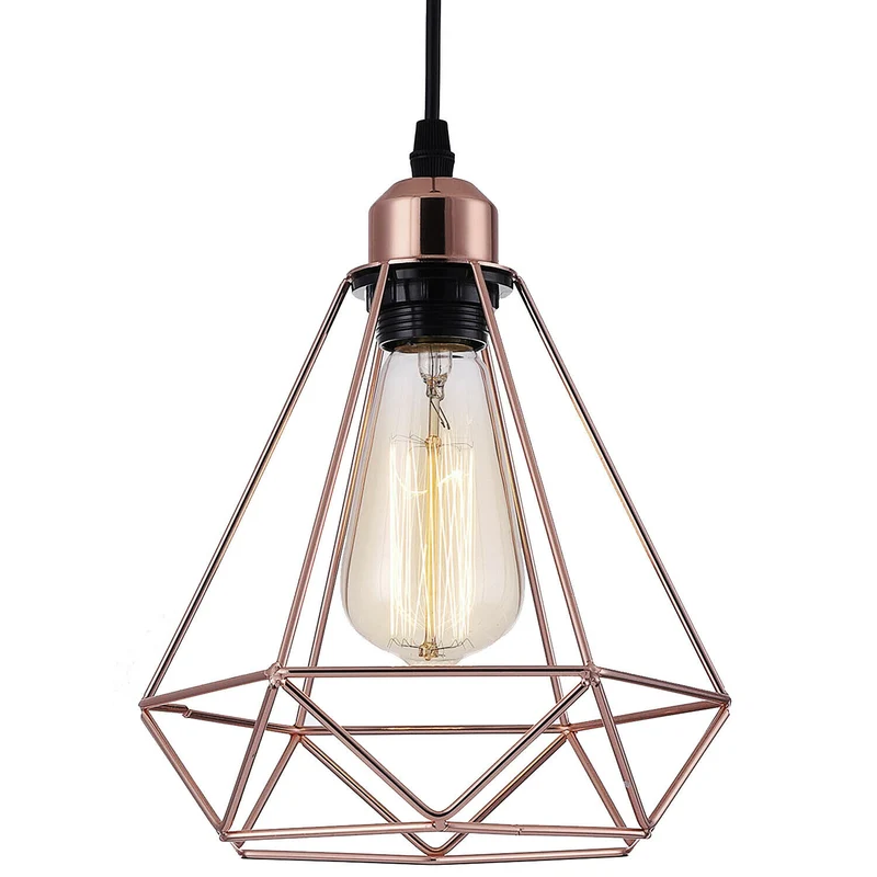 Industrielle Vintage Loft Rose Gold ohne Glühbirne Diamantform Kronleuchter Deckenpendelleuchte Lampe~1650