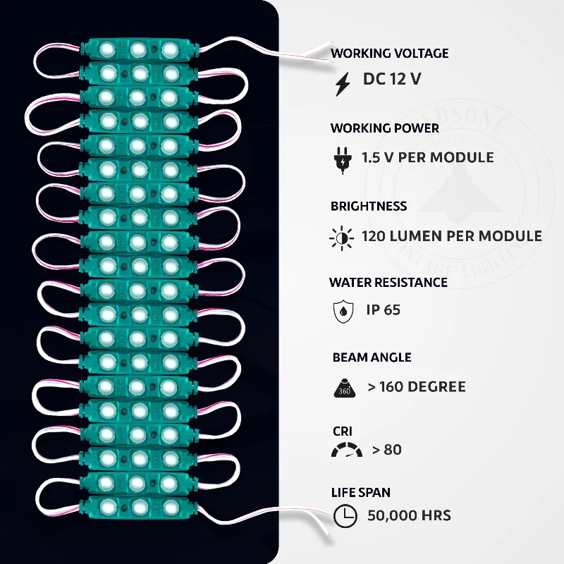 10x LED Module 12V Grün IP65 Ideal für Werbeschilder ~1749