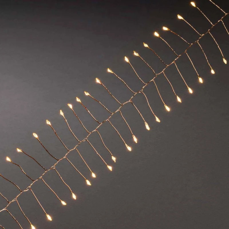 1,5m Micro LED Lichterkette Firecracker mit Timer 60 bernsteinfarbene Dioden batteriebetrieben