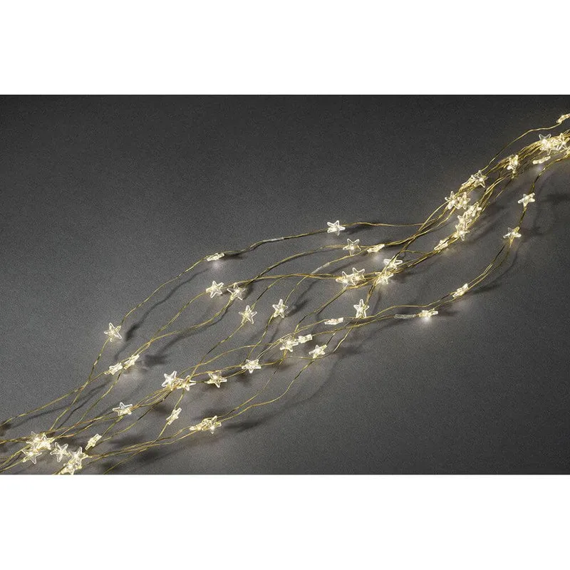 LED Sternenlametta 10 Stränge mit 9 Dioden 90 Warmweiße Dioden goldfarbener Draht