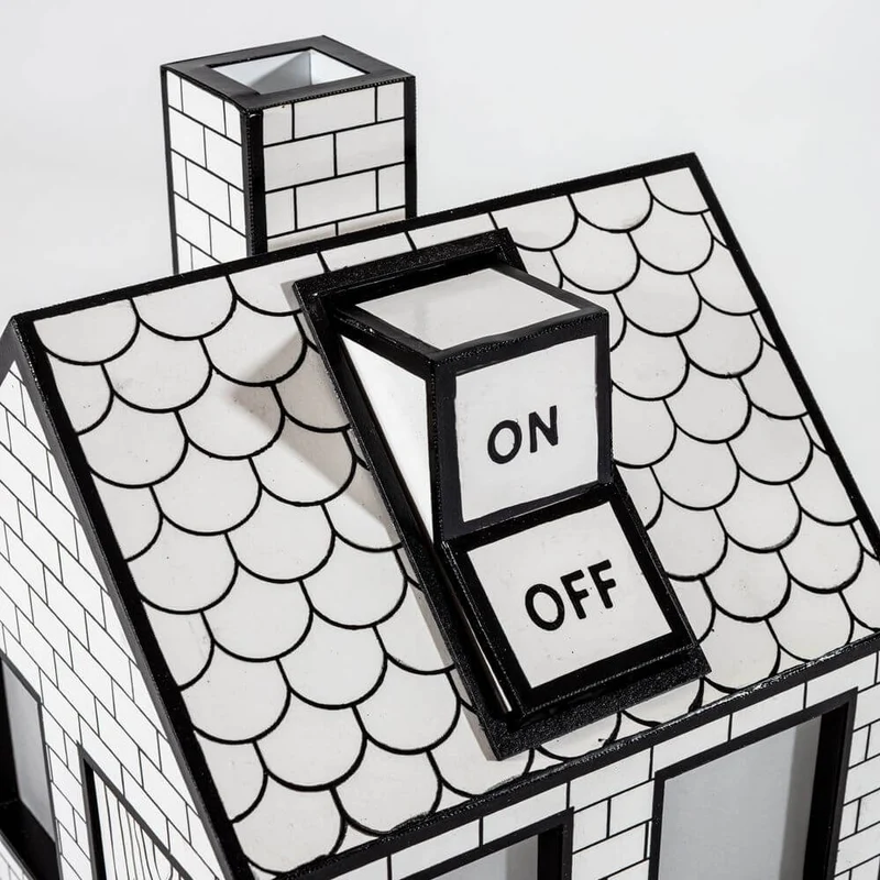 Seletti On-Off Schreibtischleuchte Recyclingpapier quadratisch