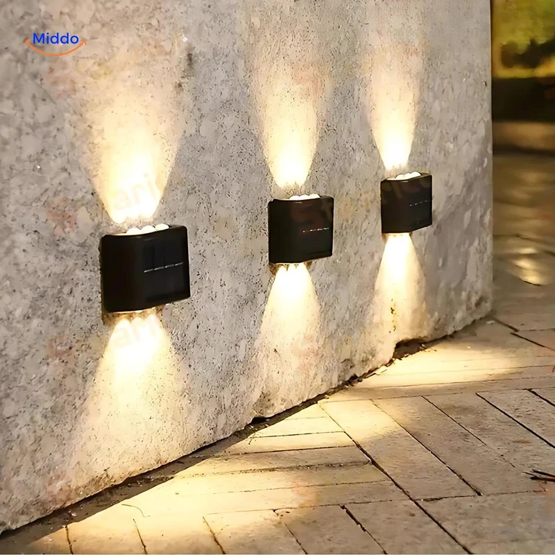 Zonne-energie Wandlamp Dubbel LED Waterdicht Buitenverlichting Tuinlamp Decoratief Weerbestendig Sfeerverlichting | Sansoti