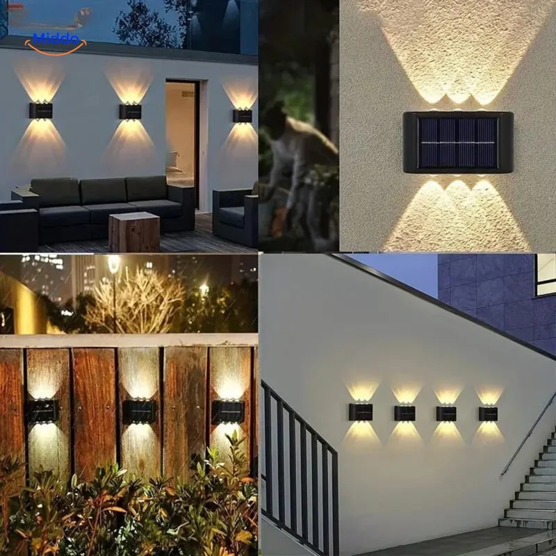 Zonne-energie Wandlamp Dubbel LED Waterdicht Buitenverlichting Tuinlamp Decoratief Weerbestendig Sfeerverlichting | Sansoti