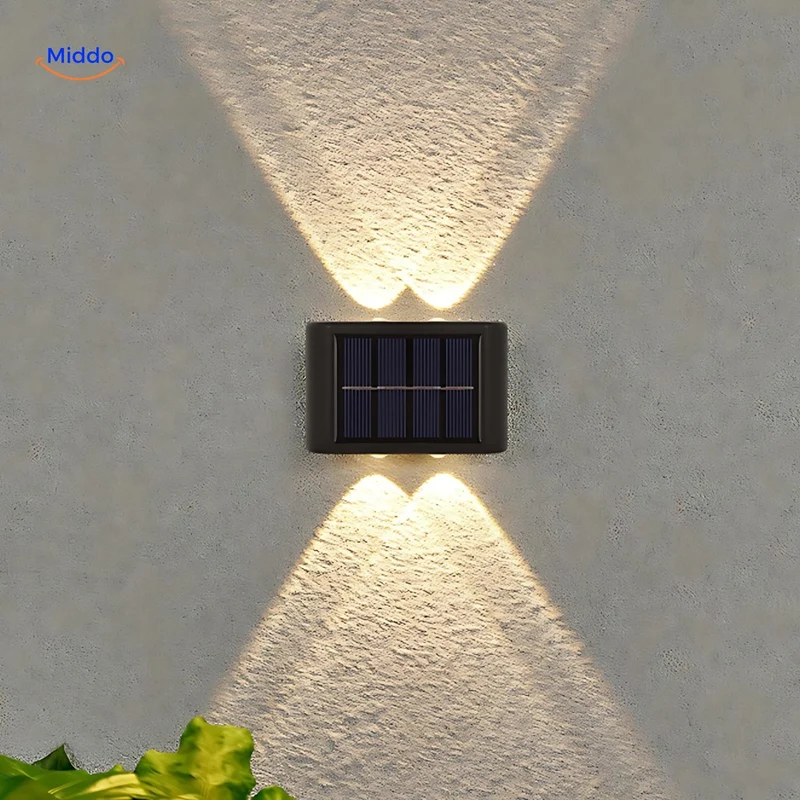 Zonne-energie Wandlamp Dubbel LED Waterdicht Buitenverlichting Tuinlamp Decoratief Weerbestendig Sfeerverlichting | Sansoti
