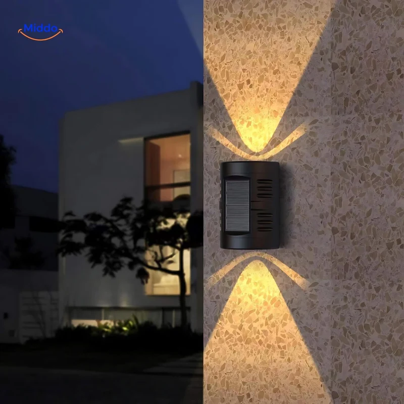 Zonne-energie Wandlamp Dubbel LED Waterdicht Buitenverlichting Tuinlamp Decoratief Weerbestendig Sfeerverlichting | Sansoti