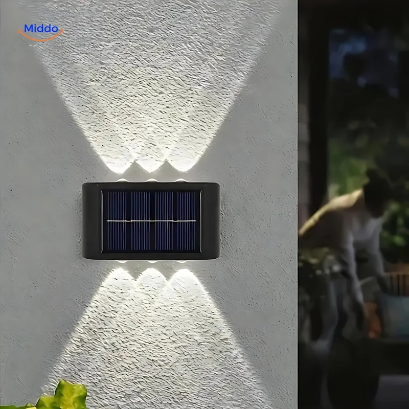Zonne-energie Wandlamp Dubbel LED Waterdicht Buitenverlichting Tuinlamp Decoratief Weerbestendig Sfeerverlichting | Sansoti