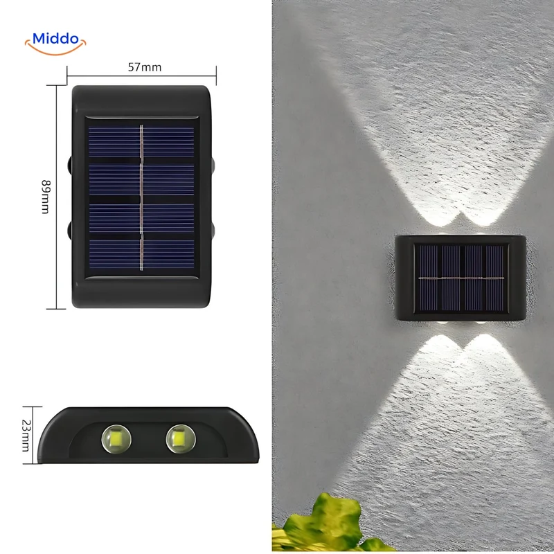 Zonne-energie Wandlamp Dubbel LED Waterdicht Buitenverlichting Tuinlamp Decoratief Weerbestendig Sfeerverlichting | Sansoti