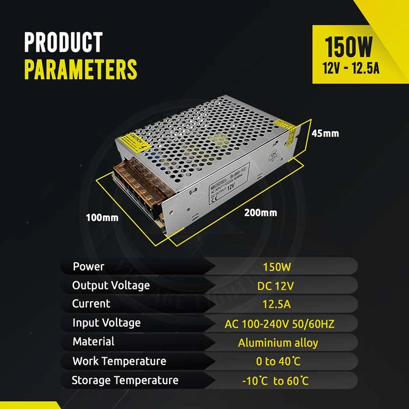 DC12V 150W LED Trafo | 12,5A | Schaltnetzteil IP20~1083