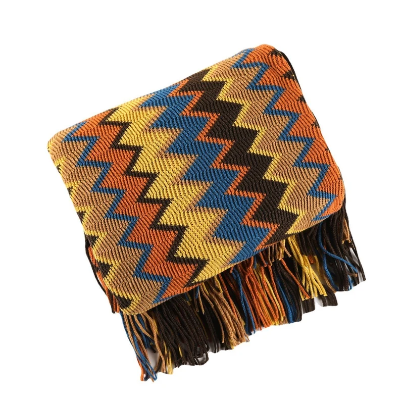Handgebreide Plaid Chevron Patroon Geometrisch Design Woonkamer Slaapkamer Decoratief Gebreid Textiel | Sansoti