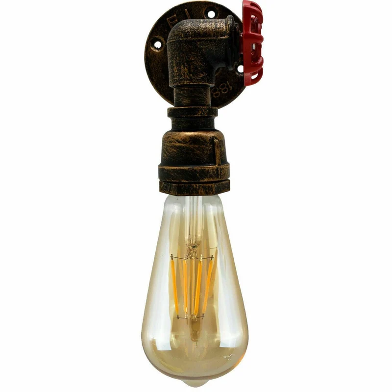Industrielle Vintage Modell Stil Steampunk rustikale Wasserpfeife Wandleuchte Messing Lampe Rohrlampen ~1261