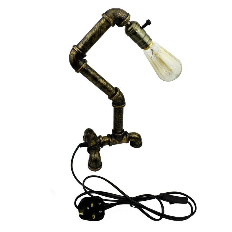 Tischlampe aus Kupferrohr E27 Vintage Industrie Stil~1250