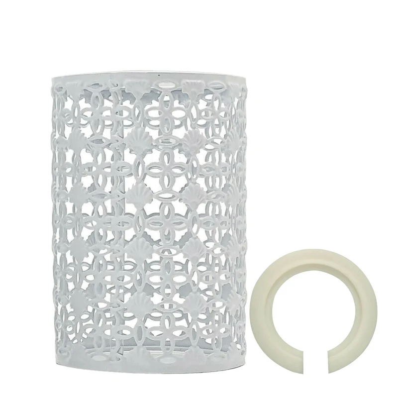 Marokkanischer Ornament Lampenschirm – Weiß Easy Fit | Ø 9,5cm | E27 , B22 ~1228
