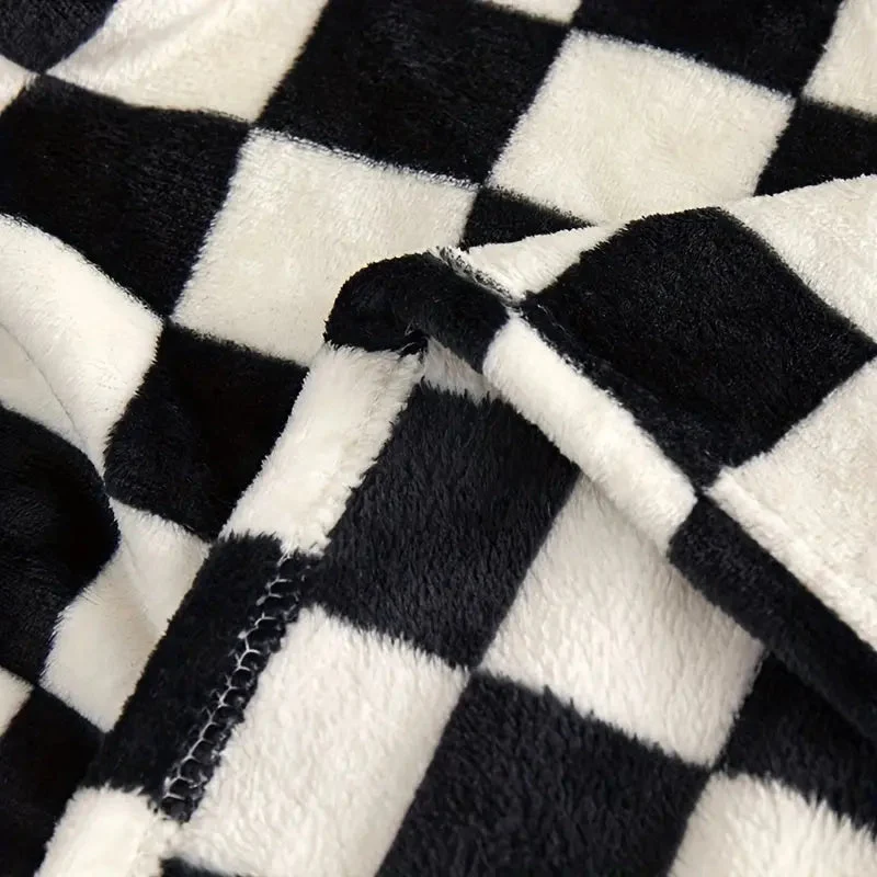Geruite Plaid Wollen Deken voor Bank en Bed Warm Geruit Patroon Scandinavisch Design Slaapkamer Woonkamer | Sansoti