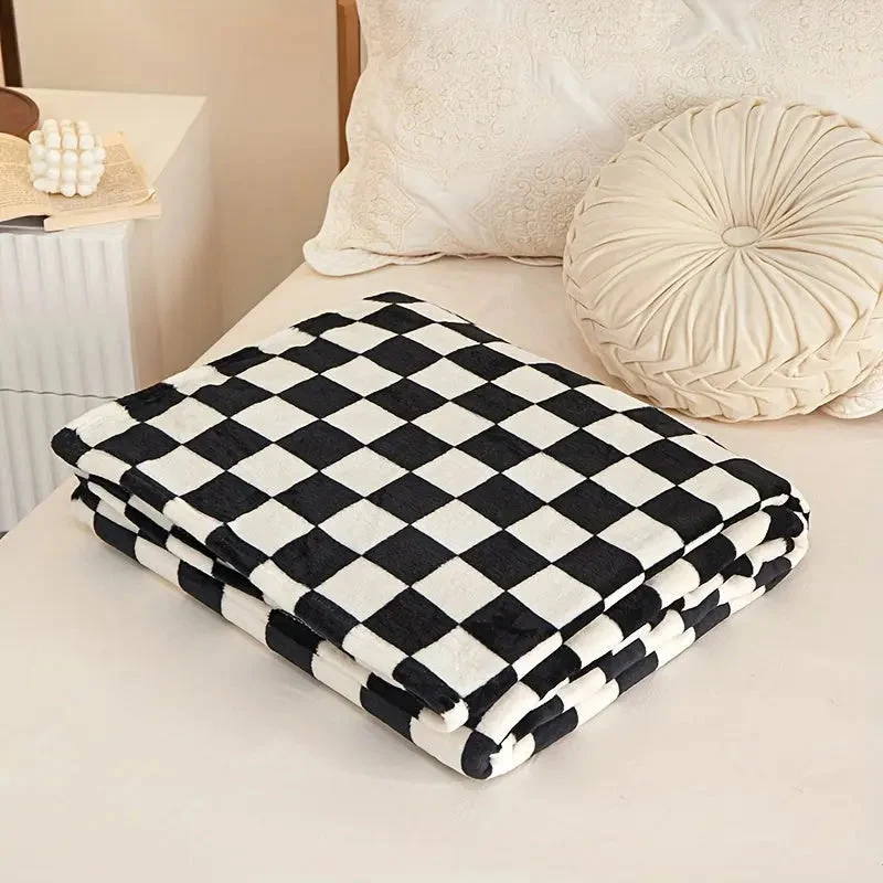 Geruite Plaid Wollen Deken voor Bank en Bed Warm Geruit Patroon Scandinavisch Design Slaapkamer Woonkamer | Sansoti
