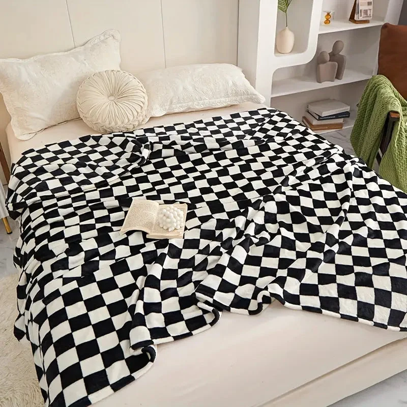 Geruite Plaid Wollen Deken voor Bank en Bed Warm Geruit Patroon Scandinavisch Design Slaapkamer Woonkamer | Sansoti