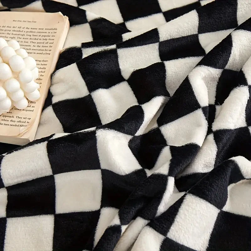Geruite Plaid Wollen Deken voor Bank en Bed Warm Geruit Patroon Scandinavisch Design Slaapkamer Woonkamer | Sansoti