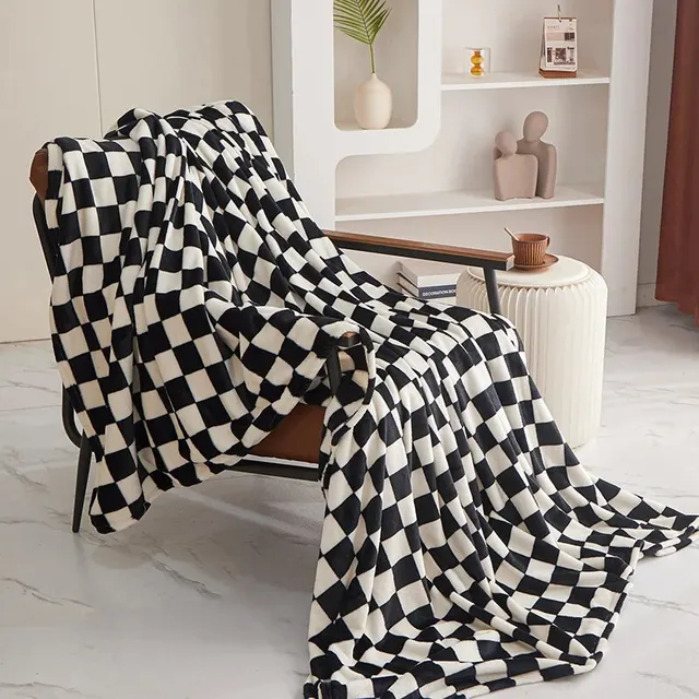 Geruite Plaid Polyester Jacquard Zacht Warm Interieur Bank Slaapkamer Decoratief Modern Scandinavisch Design | Sansoti