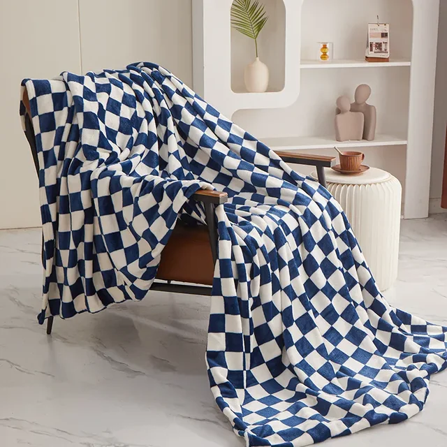 Geruite Plaid Polyester Jacquard Zacht Warm Interieur Bank Slaapkamer Decoratief Modern Scandinavisch Design | Sansoti