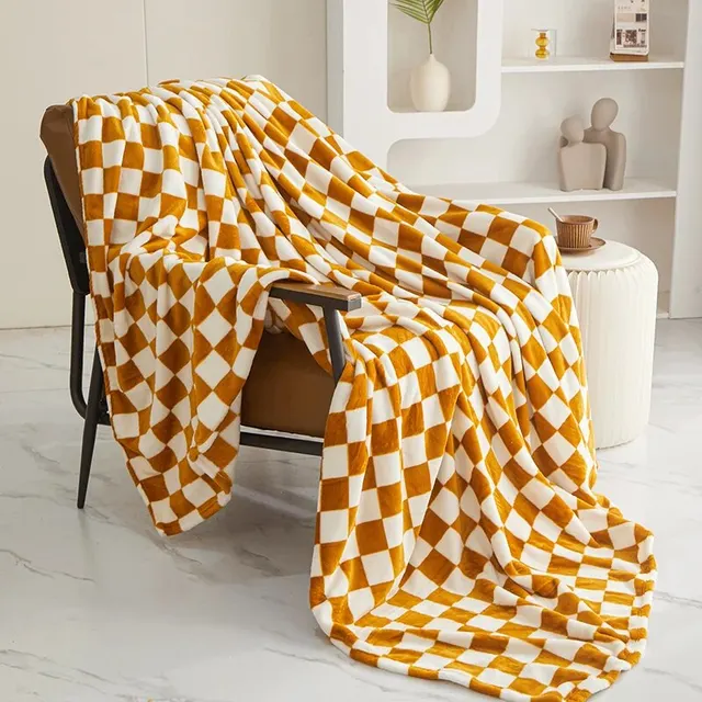 Geruite Plaid Polyester Jacquard Zacht Warm Interieur Bank Slaapkamer Decoratief Modern Scandinavisch Design | Sansoti