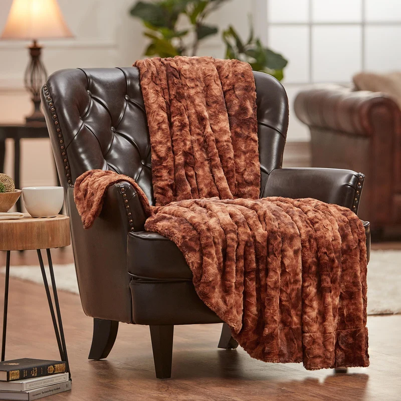 Dubbelzijdige Plaid met Wolvenmotief Nepbont Luxe Fleece Woonkamer Slaapkamer Groot Formaat Decoratief | Sansoti