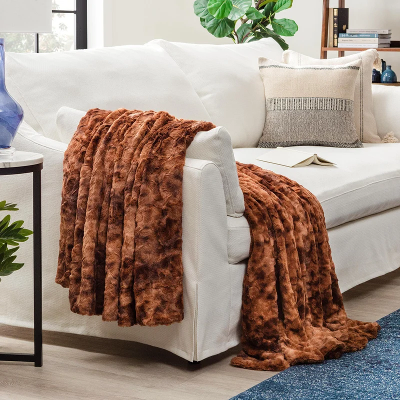 Dubbelzijdige Plaid met Wolvenmotief Nepbont Luxe Fleece Woonkamer Slaapkamer Groot Formaat Decoratief | Sansoti