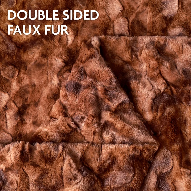 Dubbelzijdige Plaid met Wolvenmotief Nepbont Luxe Fleece Woonkamer Slaapkamer Groot Formaat Decoratief | Sansoti