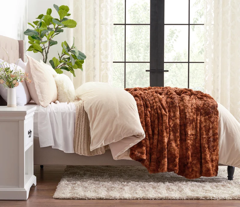 Dubbelzijdige Plaid met Wolvenmotief Nepbont Luxe Fleece Woonkamer Slaapkamer Groot Formaat Decoratief | Sansoti