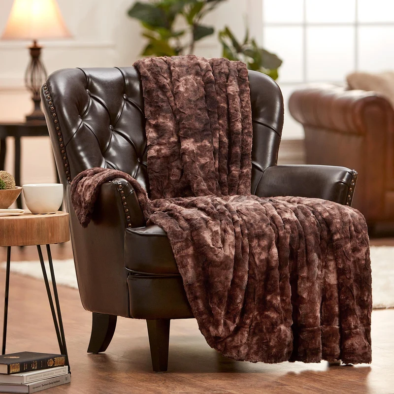 Dubbelzijdige Plaid met Wolvenmotief Nepbont Luxe Fleece Woonkamer Slaapkamer Groot Formaat Decoratief | Sansoti