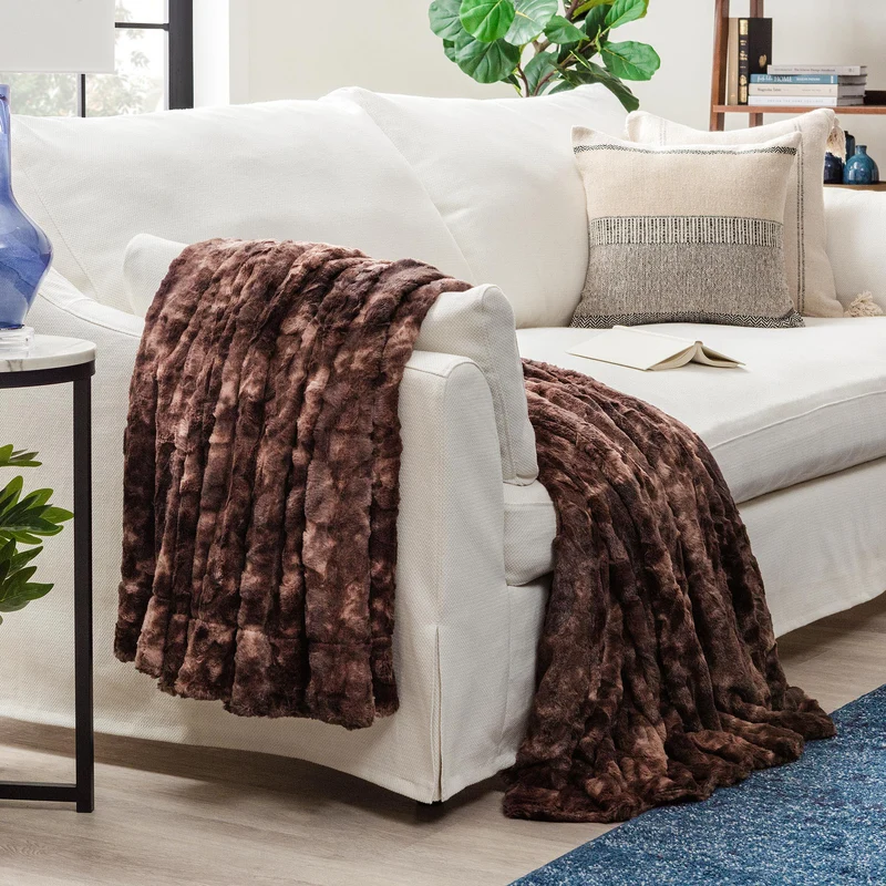 Dubbelzijdige Plaid met Wolvenmotief Nepbont Luxe Fleece Woonkamer Slaapkamer Groot Formaat Decoratief | Sansoti
