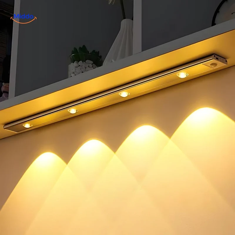 Oplaadbare LED-strip met bewegingssensor 30/40/60cm USB dimbaar nachtverlichting voor gang kast keuken trapverlichting | Sansoti