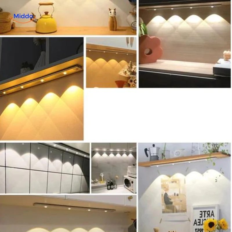 Oplaadbare LED-strip met bewegingssensor 30/40/60cm USB dimbaar nachtverlichting voor gang kast keuken trapverlichting | Sansoti