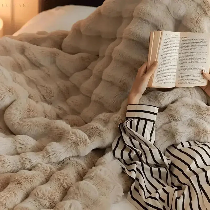 Knuffelzachte Fleece Plaid met Bubbeltextuur voor Bank en Bed Winter Warmte Decoratieve Deken Scandinavisch | Sansoti