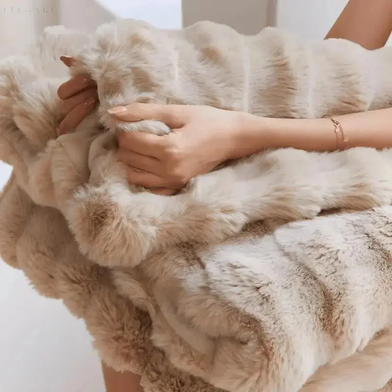 Knuffelzachte Fleece Plaid met Bubbeltextuur voor Bank en Bed Winter Warmte Decoratieve Deken Scandinavisch | Sansoti