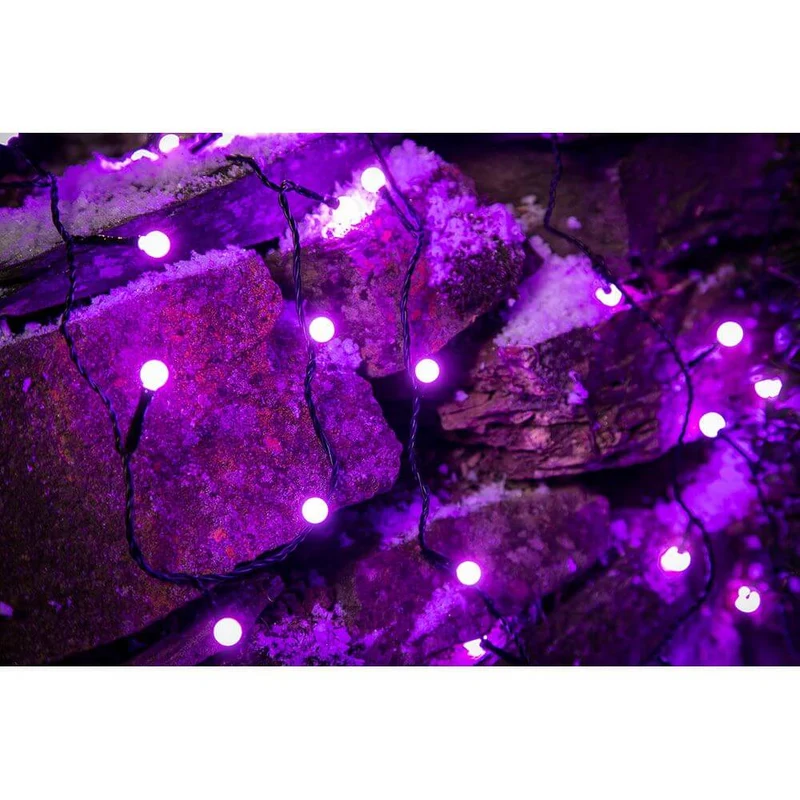 LED Globelichterkette runde Dioden 80 purpurfarbene Dioden IP44