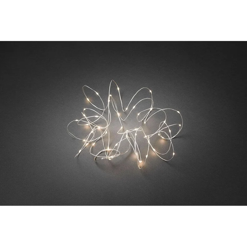 LED Tropfenlichterkette 50 Warmweiße Dioden weißer Draht