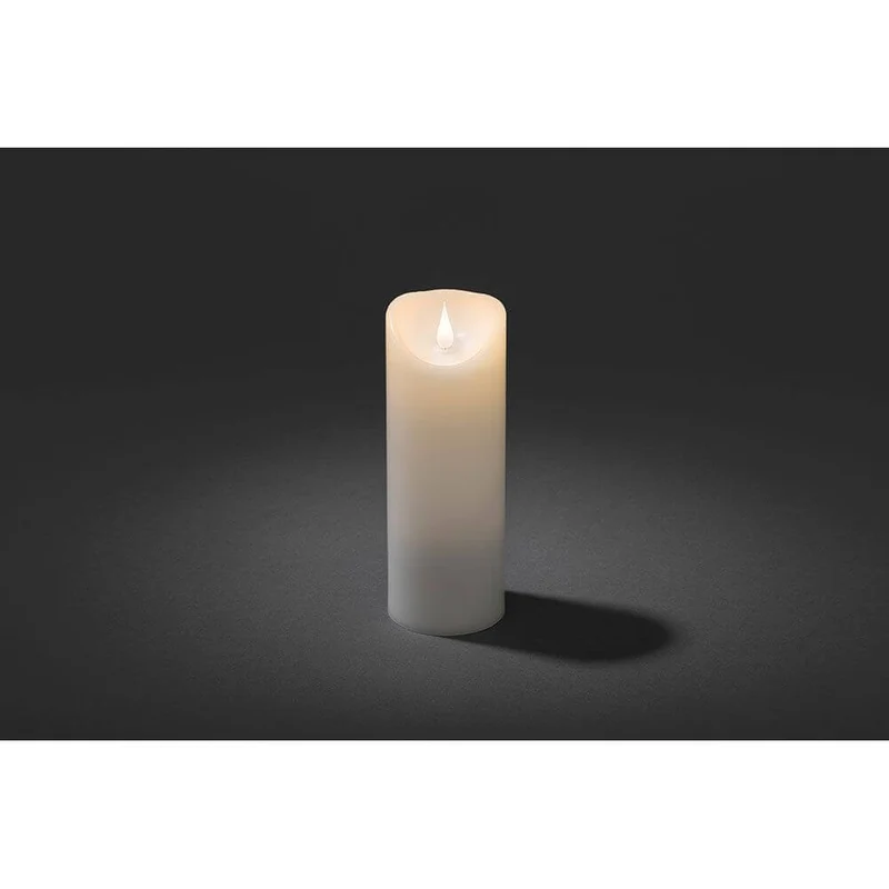 LED Echtwachskerze weiß mit 3D Flamme 20,5cm Timer Warmweiß batteriebetrieben