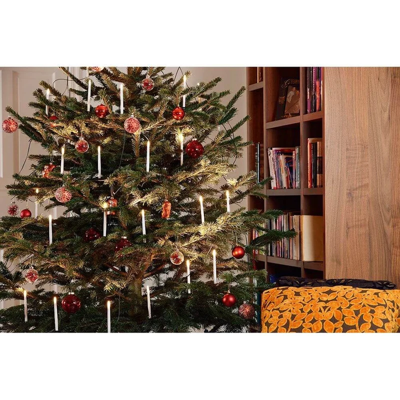LED Baumkette slim line 10 große Topbirnen mit Schalter 10 Warmweiße Dioden