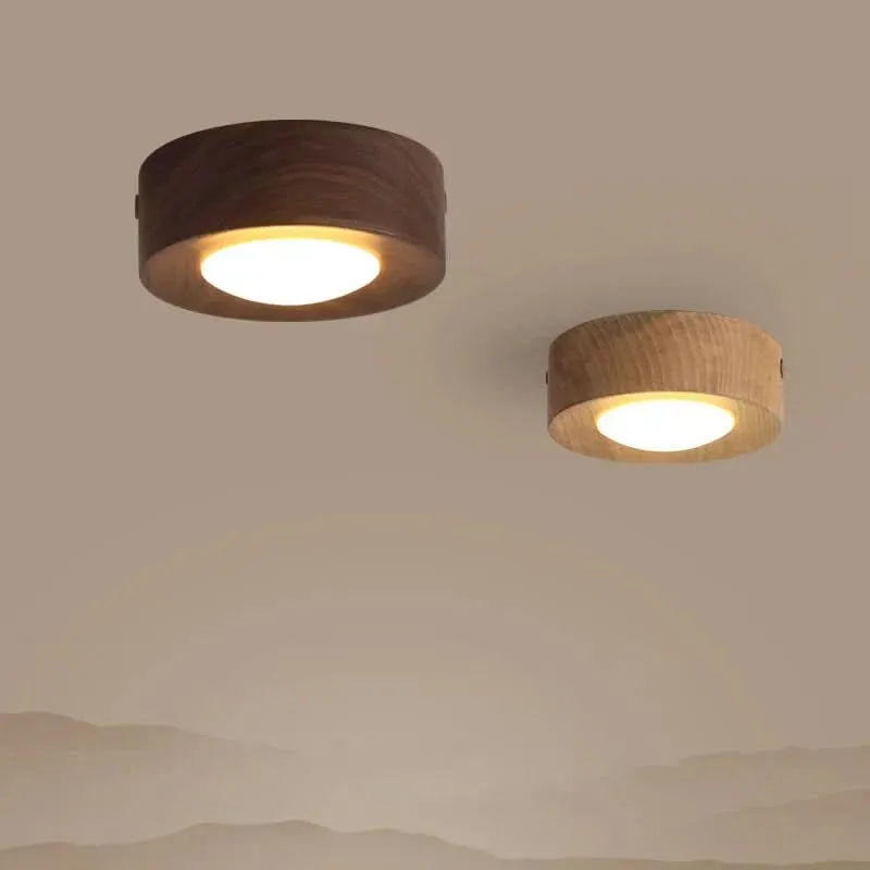 Plafondlamp Hout LED Integratie Essenhout Notenhout Warm Licht Woonkamer Slaapkamer Modern Scandinavisch Design | Sansoti