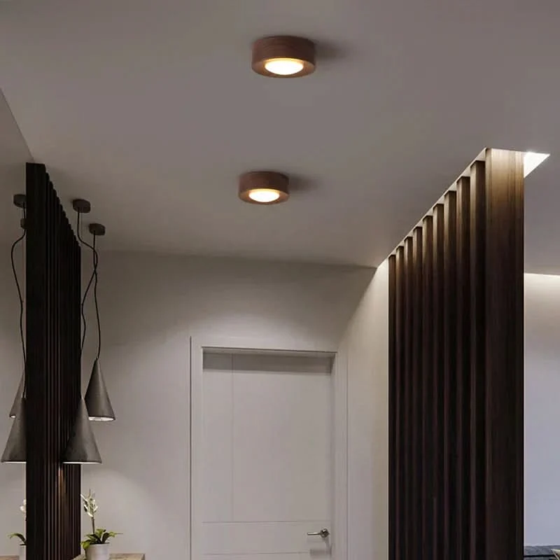 Plafondlamp Hout LED Integratie Essenhout Notenhout Warm Licht Woonkamer Slaapkamer Modern Scandinavisch Design | Sansoti