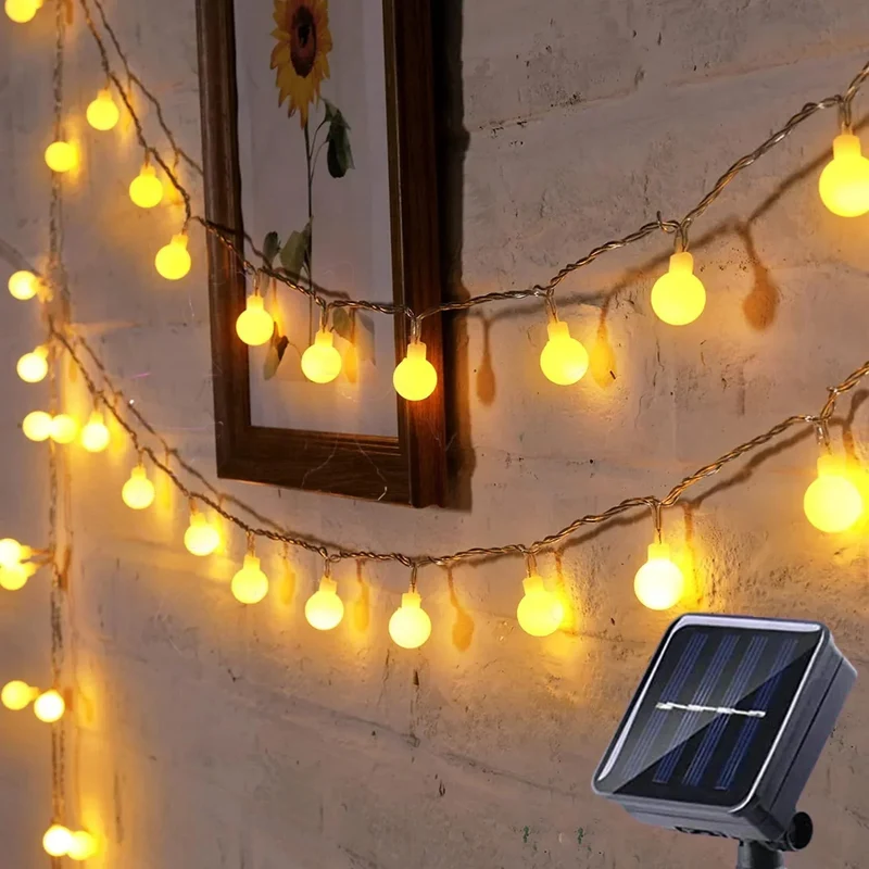 Solar LED Lichtsnoer 50 Lampjes Warm Wit Multicolor Waterdicht Tuinverlichting Feestverlichting Buitenverlichting | Sansoti