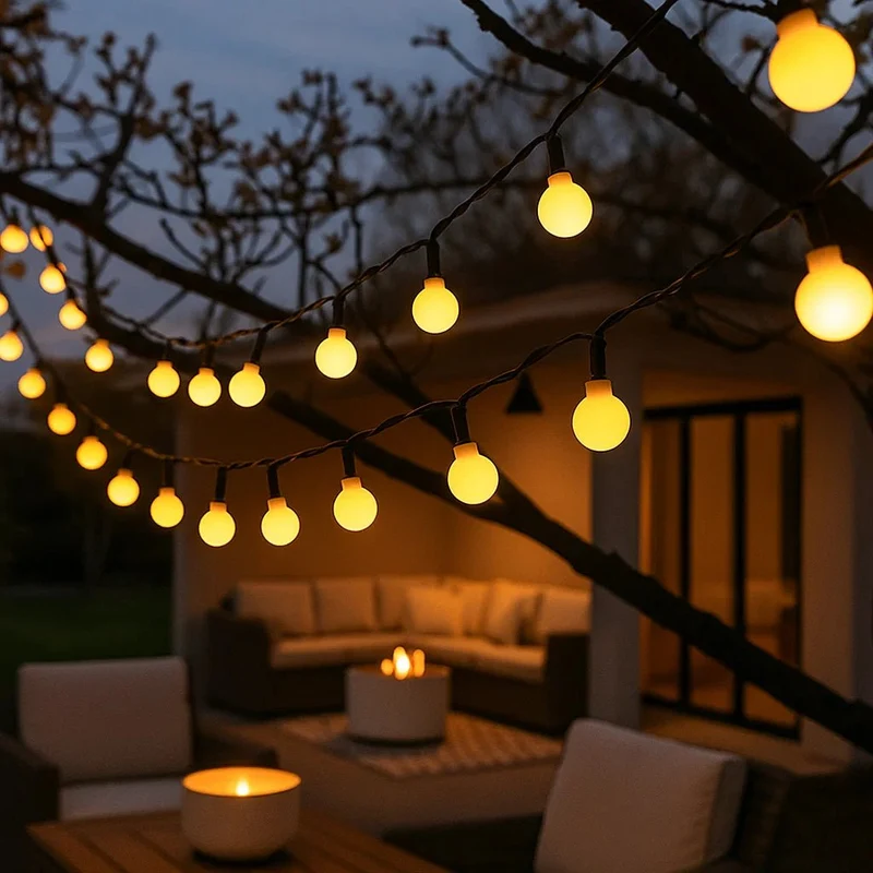 Solar LED Lichtsnoer 50 Lampjes Warm Wit Multicolor Waterdicht Tuinverlichting Feestverlichting Buitenverlichting | Sansoti