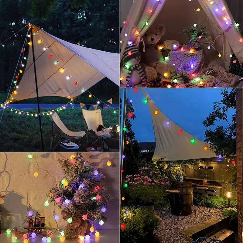 Solar LED Lichtsnoer 50 Lampjes Warm Wit Multicolor Waterdicht Tuinverlichting Feestverlichting Buitenverlichting | Sansoti