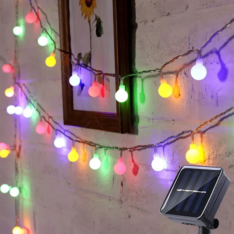 Solar LED Lichtsnoer 50 Lampjes Warm Wit Multicolor Waterdicht Tuinverlichting Feestverlichting Buitenverlichting | Sansoti