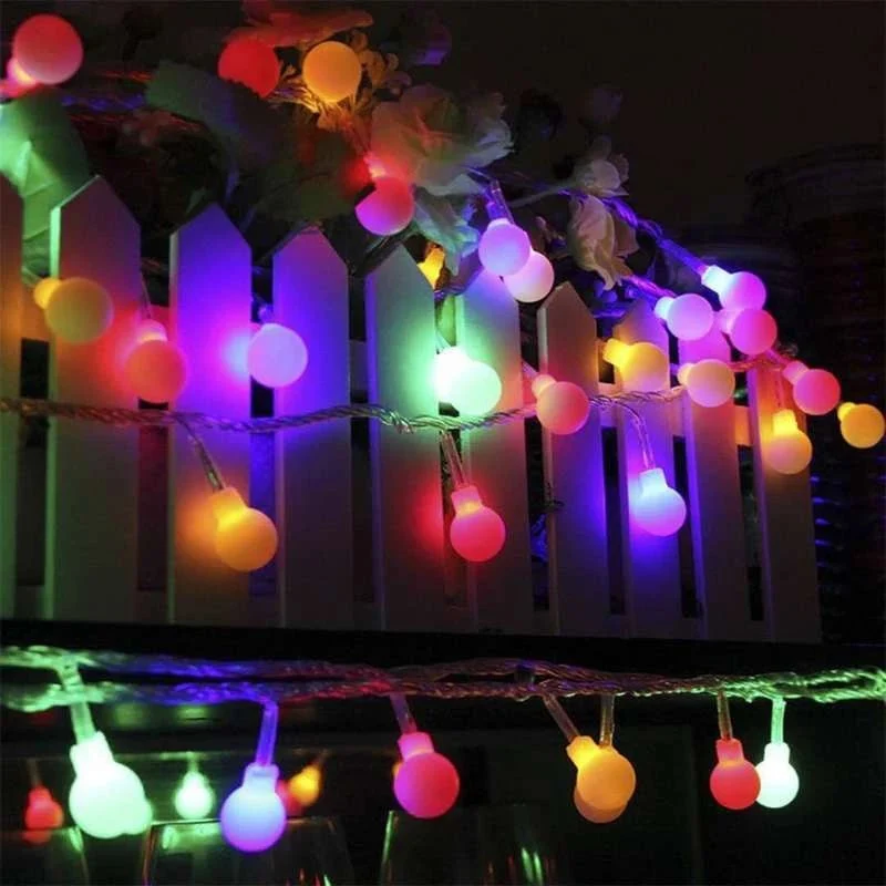 Solar LED Lichtsnoer 50 Lampjes Warm Wit Multicolor Waterdicht Tuinverlichting Feestverlichting Buitenverlichting | Sansoti