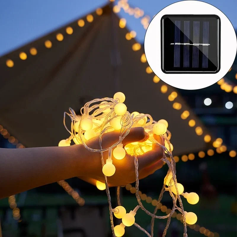 Solar LED Lichtsnoer 50 Lampjes Warm Wit Multicolor Waterdicht Tuinverlichting Feestverlichting Buitenverlichting | Sansoti